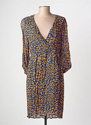 Rochie midi imprimeu fantezie mâneci lungi albastru LA PETITE ETOILE femeie