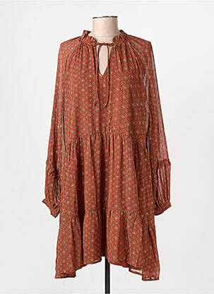 Rochie scurtă croială fluidă mâneci lungi portocalie MOLLY BRACKEN femeie