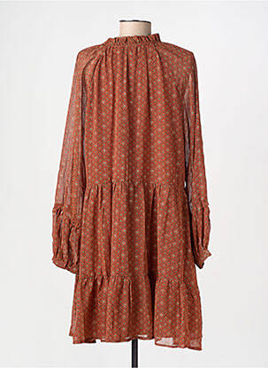 Rochie scurtă croială fluidă mâneci lungi portocalie MOLLY BRACKEN femeie