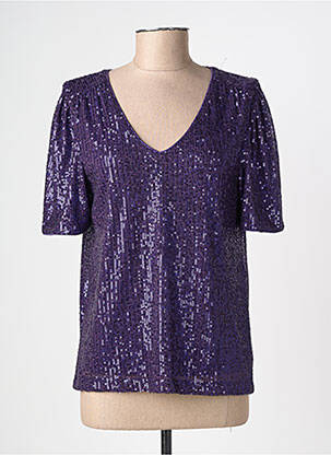 Top croială fluidă mâneci scurte violet ICHI femeie