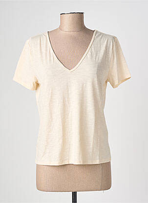 Tricou guler în v mâneci scurte bej JACQUELINE DE YONG femeie