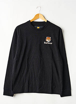Tricou broderie mâneci lungi negru BARBOUR bărbat