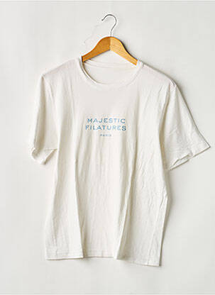 Tricou croială dreaptă mâneci scurte alb MAJESTIC FILATURES femeie