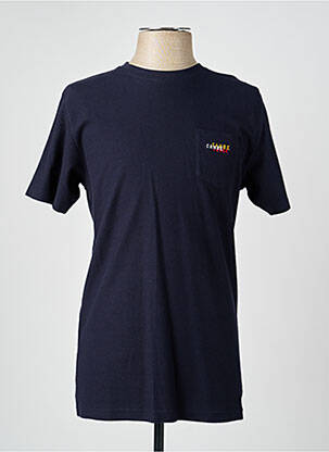 Tricou broderie mâneci scurte albastru CAMBERABERO bărbat