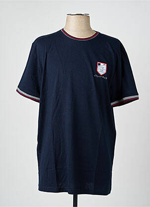 Tricou broderie mâneci scurte albastru CAMBERABERO bărbat