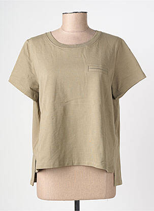 Tricou croială dreaptă mâneci scurte verde HANA SAN femeie