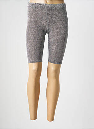 Pantalon de ciclism efect material satinat mărime normală argintiu GOLDA femeie