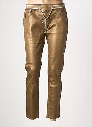 Pantalon slim talie elastică auriu MAISON ONADO femeie