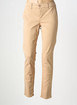 Pantalon chino țesătură poplin mărime normală bej HAPPY femeie