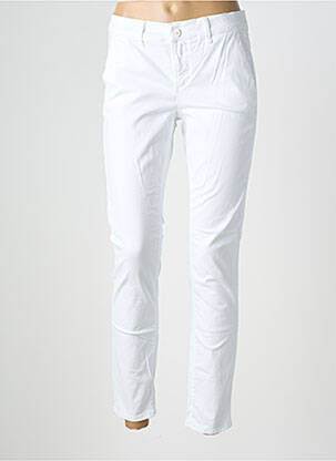 Pantalon chino țesătură poplin mărime normală alb HAPPY femeie