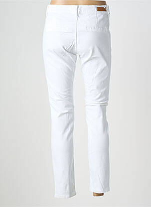 Pantalon chino țesătură poplin mărime normală alb HAPPY femeie