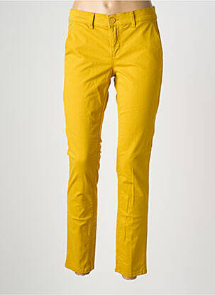 Pantalon chino țesătură poplin mărime normală galben HAPPY femeie