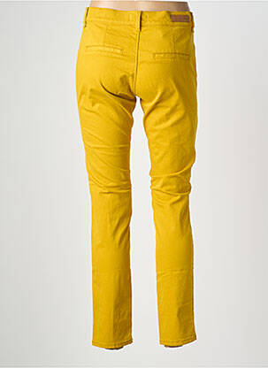 Pantalon chino țesătură poplin mărime normală galben HAPPY femeie