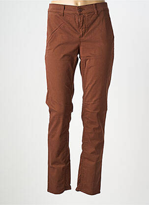 Pantalon chino țesătură poplin mărime normală maro HAPPY femeie