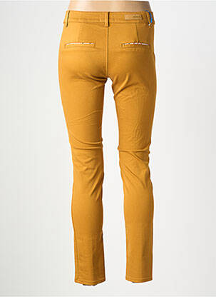 Pantalon chino țesătură poplin mărime normală galben HAPPY femeie