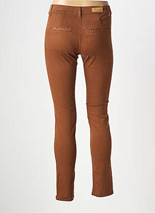 Pantalon chino țesătură poplin mărime normală maro HAPPY femeie