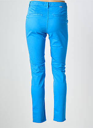 Pantalon chino țesătură poplin mărime normală albastru HAPPY femeie