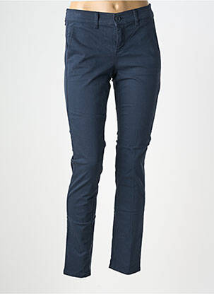 Pantalon chino țesătură poplin mărime normală albastru HAPPY femeie