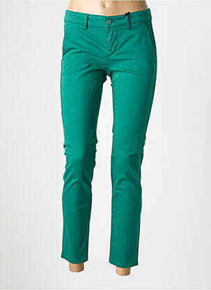 Pantalon chino țesătură poplin mărime normală verde HAPPY femeie