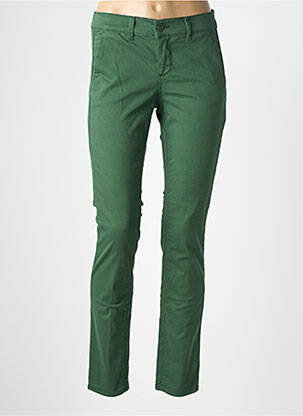 Pantalon chino țesătură poplin mărime normală verde HAPPY femeie