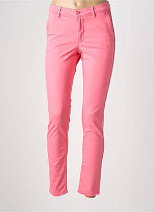 Pantalon chino țesătură poplin mărime normală roz HAPPY femeie
