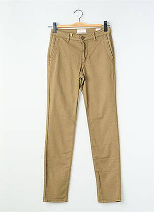 Pantalon chino țesătură poplin mărime normală verde HAPPY femeie