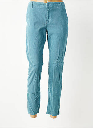 Pantalon 7/8 închidere cu fermoar sub clapetă cu nasturi albastru HAPPY femeie