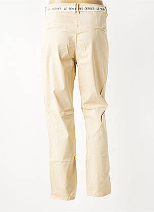 Pantalon 7/8 închidere cu fermoar sub clapetă cu nasturi bej deschis LE TEMPS DES CERISES femeie