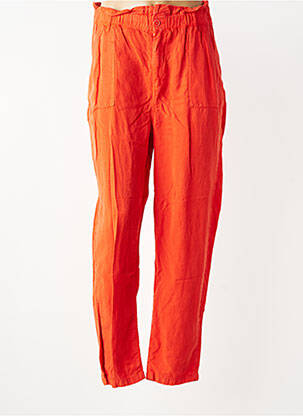Pantalon drept talie elastică portocalie HAPPY femeie
