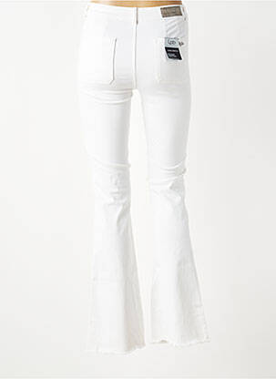 Pantalon evazat închidere cu fermoar sub clapetă cu nasturi alb LPB femeie