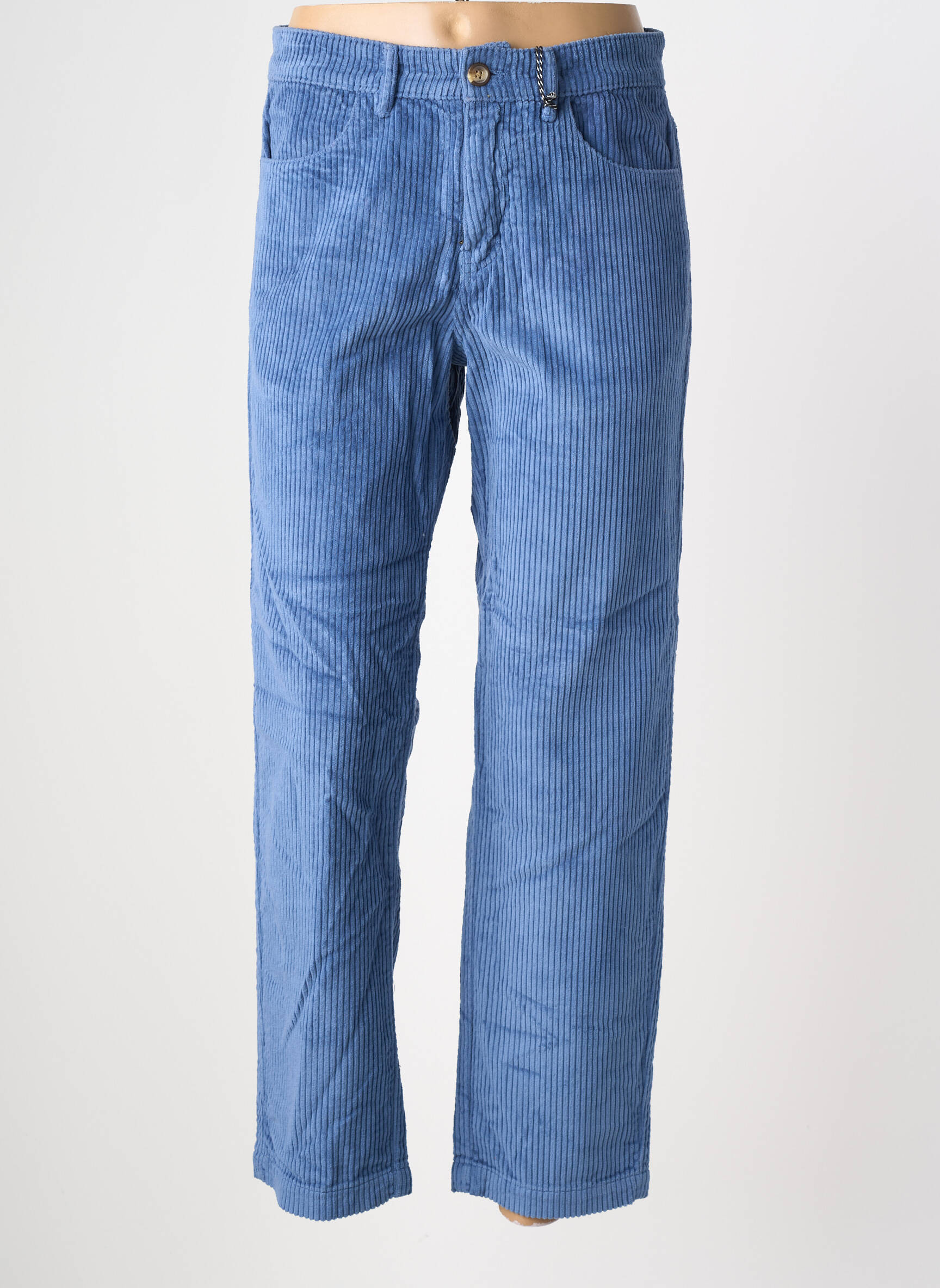Pantalon drept închidere cu fermoar sub clapetă cu nasturi mărime normală albastru ROSE GARDEN femeie