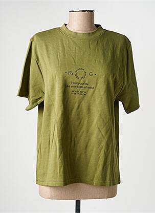 Tricou serigrafie flockată mâneci scurte verde ROSE GARDEN femeie