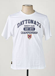 Tricou croială cambrată mâneci scurte alb DAYTONA bărbat