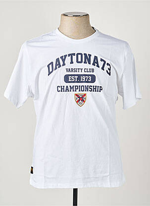 Tricou croială cambrată mâneci scurte alb DAYTONA bărbat