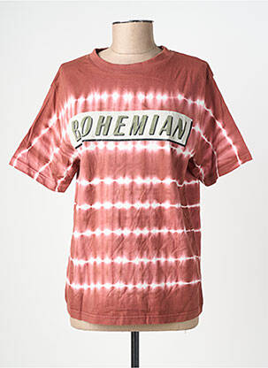 Tricou croială dreaptă mâneci scurte roz ROSE GARDEN femeie
