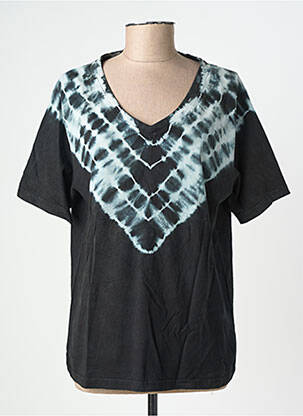 Tricou imprimeu fantezie mâneci scurte negru ROSE GARDEN femeie