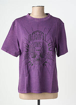 Tricou croială dreaptă mâneci scurte violet ROSE GARDEN femeie