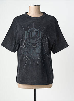 Tricou croială dreaptă mâneci scurte negru ROSE GARDEN femeie