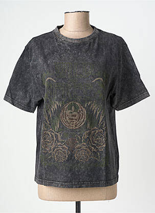 Tricou croială dreaptă mâneci scurte negru ROSE GARDEN femeie