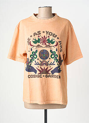 Tricou croială dreaptă mâneci scurte portocalie ROSE GARDEN femeie