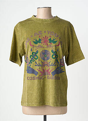 Tricou croială dreaptă mâneci scurte verde ROSE GARDEN femeie