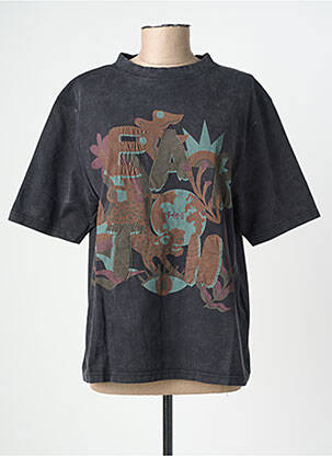 Tricou croială dreaptă mâneci scurte negru ROSE GARDEN femeie