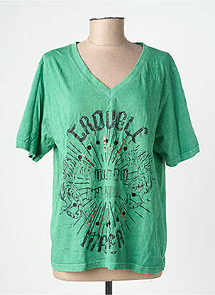 Tricou croială dreaptă mâneci scurte verde ROSE GARDEN femeie