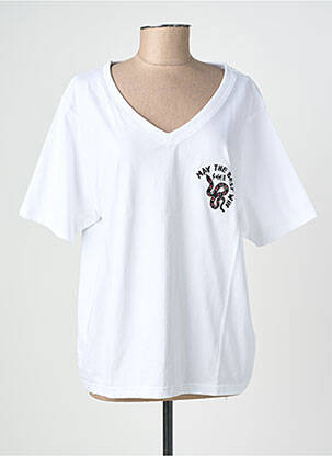 Tricou croială dreaptă mâneci scurte alb ROSE GARDEN femeie