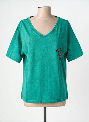 Tricou croială dreaptă mâneci scurte verde ROSE GARDEN femeie