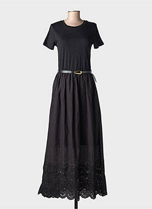 Rochie lungă mâneci scurte mâneci scurte negru MC LORENE femeie