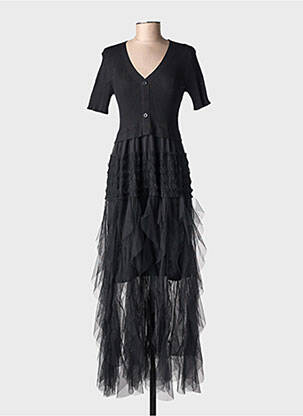 Rochie lungă mâneci scurte mâneci scurte negru MC LORENE femeie