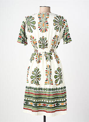 Rochie midi imprimeu fantezie mâneci scurte alb BY ONE femeie