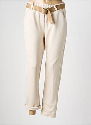Pantalon slim talie elastică bej MADE IN ITALY femeie