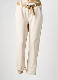 Pantalon slim talie elastică bej MADE IN ITALY femeie